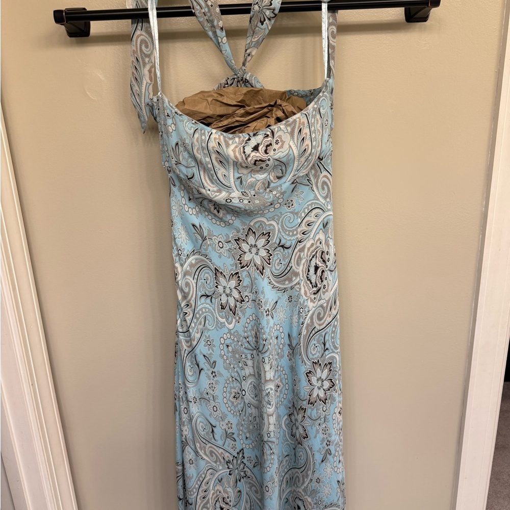 Ann Taylor Strapless Light Blue Paisley Dress - Picture 7 of 8